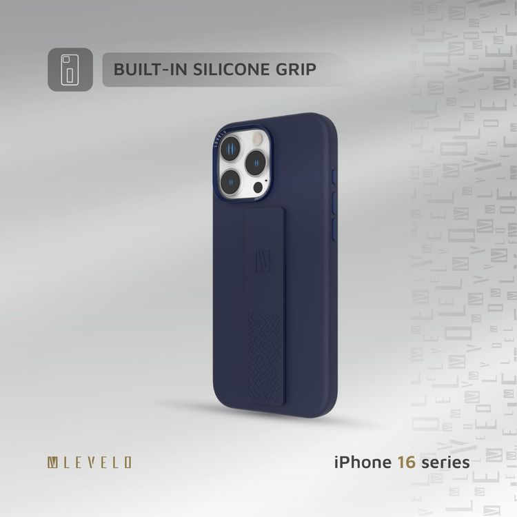 Levelo Silicone Case Morphix iPhone 16 Pro Max- Built-In Grip, Deep Blue