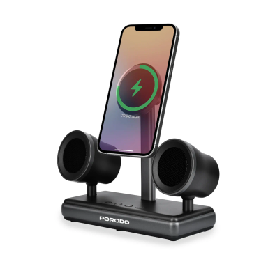 Porodo Wireless Charger PD-FWCH050-BK - 15W Qi2, 16W Spea...