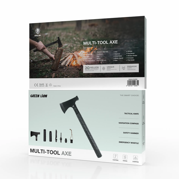 Green Lion فأس متعدد الأدوات GNMULTAXEBK - 12 في 1، أسود