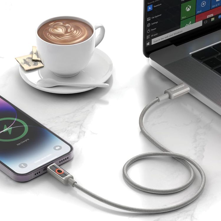 Porodo USB-C to Lightning Cable PDCBL0046GY - 30W PD, Grey