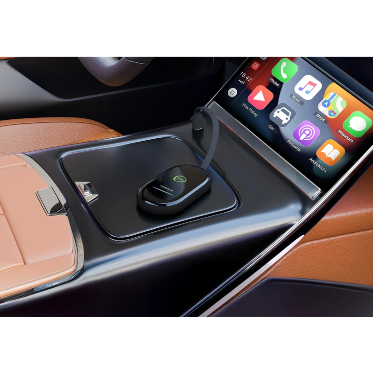 Porodo Wireless CarPlay Adapter Play-X PDCRPLYS7BK - 2-in-1 Android Auto & CarPlay, Black