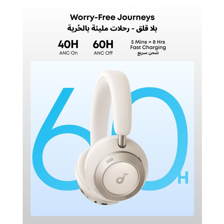 soundcore سماعات Space One Pro A3062 - إلغاء الضوضاء النشط، أبيض