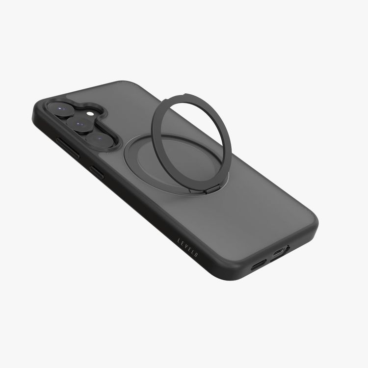 LEVELO Phone Case LVL-VIA-25P-BK - Matte TPU, Ring Stand, Black