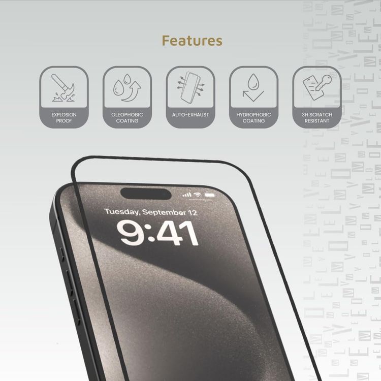 LEVELO Screen Protector iPhone 16 - 2.5D Silk Print, Clear