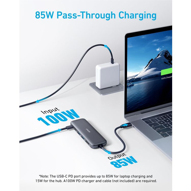 Anker 5-in-1 USB-C Hub, 4K HDMI Support, A8355H11 - Black