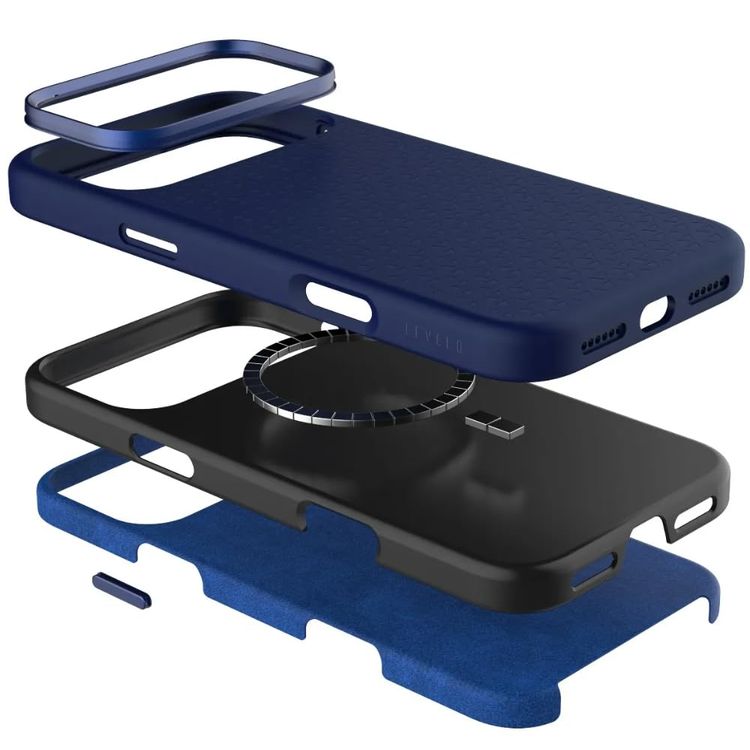 LEVELO iPhone 17 Pro Case Fiora - Liquid Silicone, Dark Blue