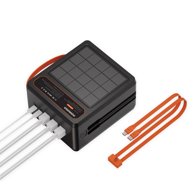 Porodo LAROS Solar Power Bank 120000mAh, PDPB120BK - Black