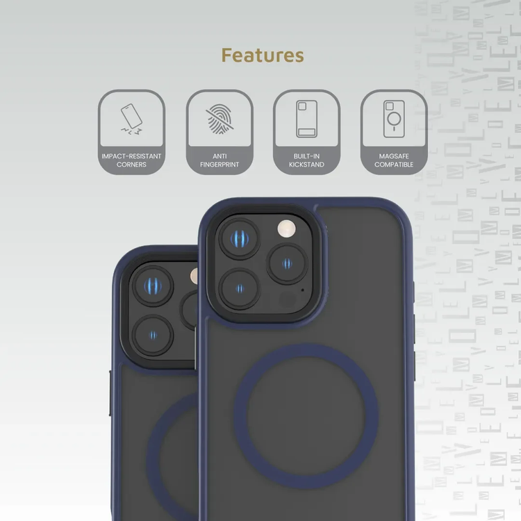 LEVELO Matteo Case iPhone 16 Pro - Bottom Stand Grip, Blue