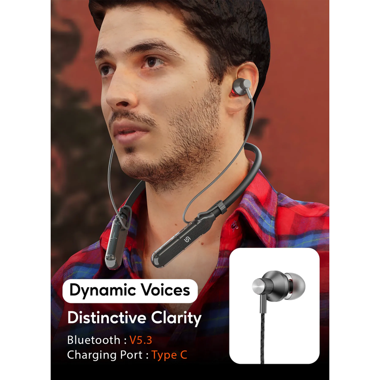 Porodo Neckband Earphone SV Pro PDSTWLEP017BK - ENC, Black