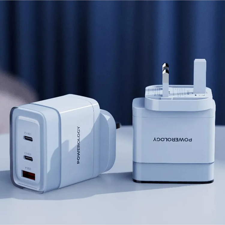Powerology Fast Charging Adapter Lunex Series PD 65W - Blue