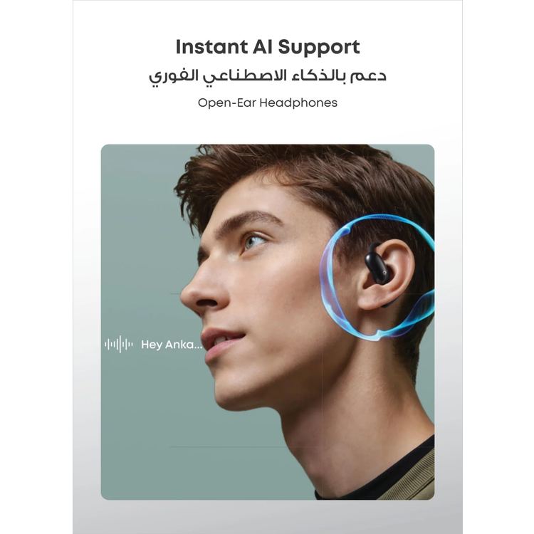 Soundcore AeroFit 2 AI Edition Open-Ear Headphones, Real-Time Translation - Black
