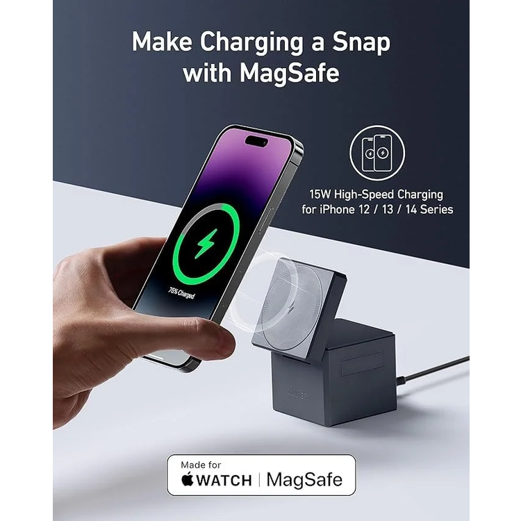 Anker 3-in-1 MagSafe Wireless Charger Y1811KA1 - iPhone, Apple Watch, AirPods, Black