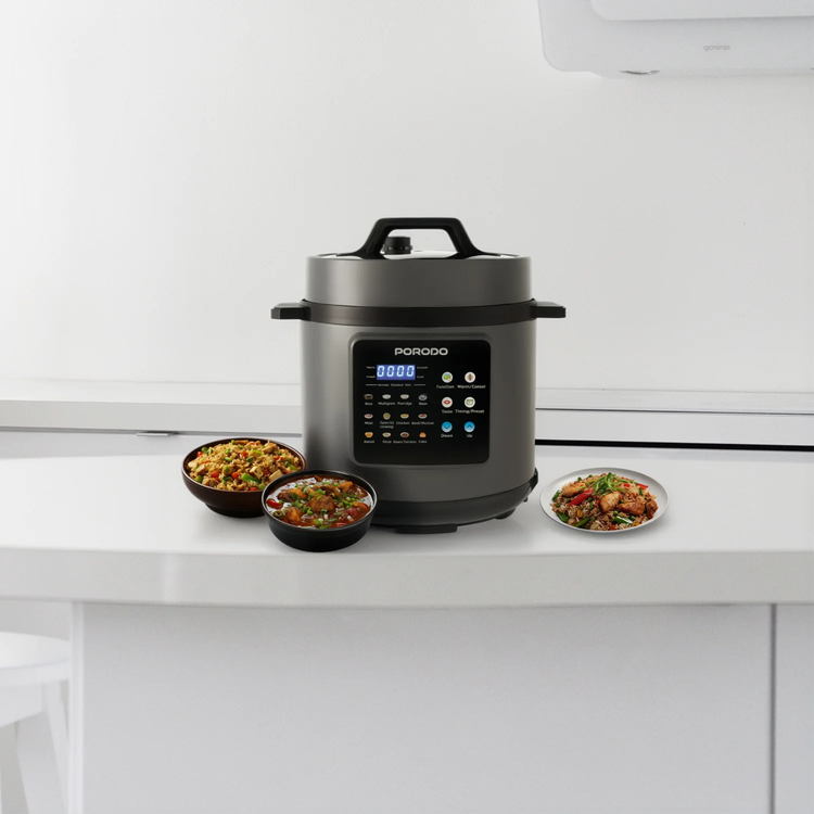 Porodo Pressure Cooker PDFLFSTA13GY - 1300W, 6L, Gray