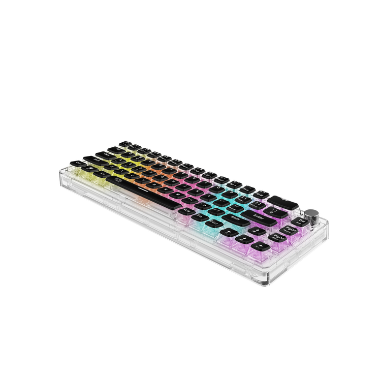 Porodo Mechanical Keyboard PDX223 - 67 Keys, Transparent, Pudding Keycaps, Rotary Knob