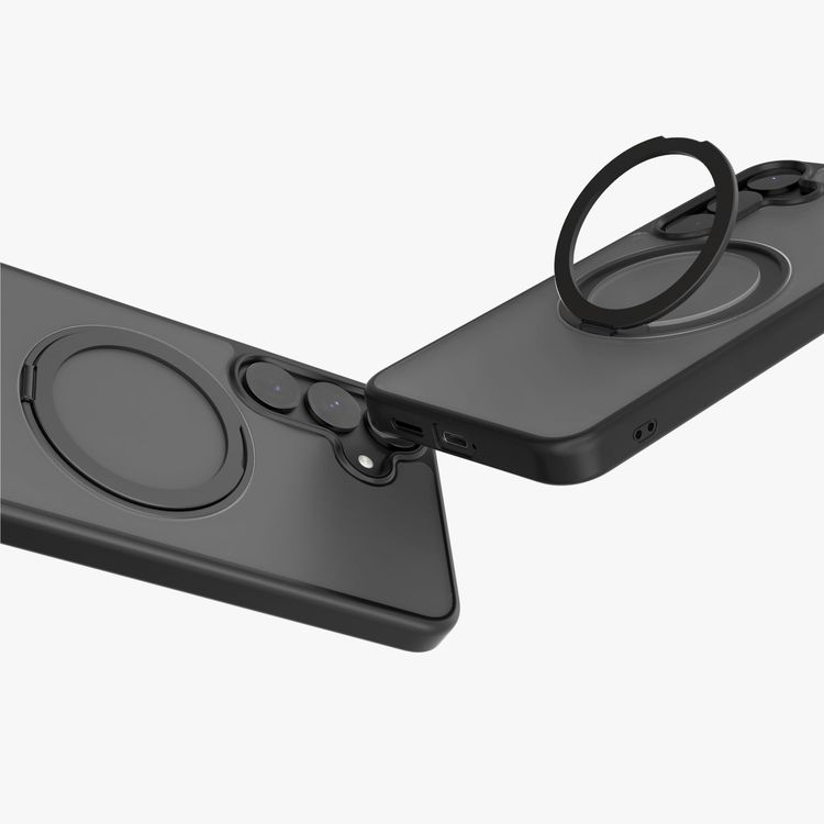 LEVELO Phone Case LVL-VIA-25P-BK - Matte TPU, Ring Stand, Black