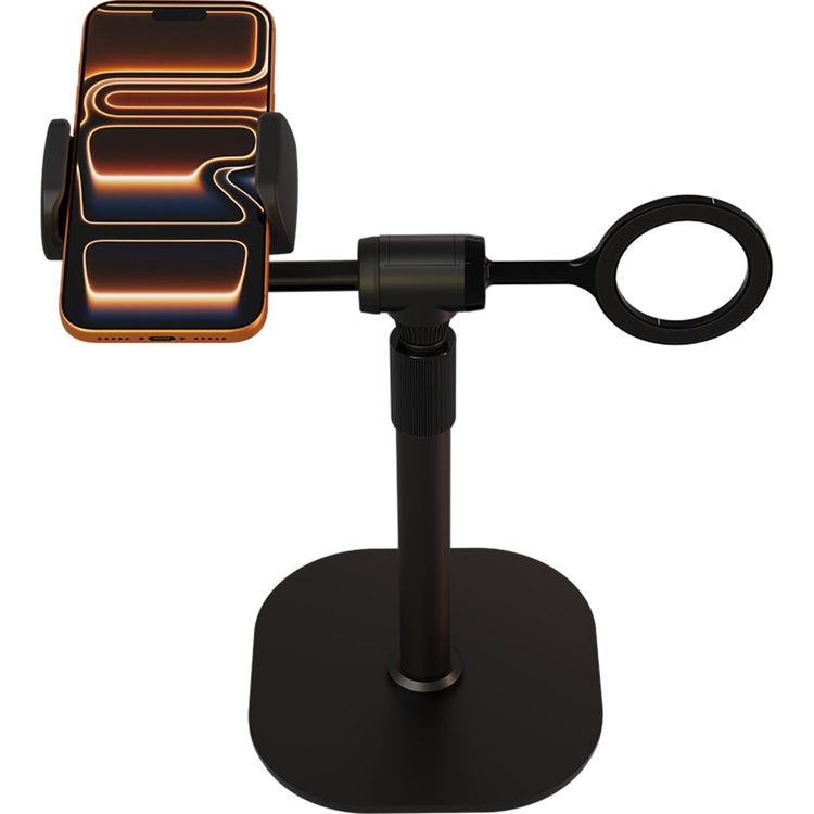 Porodo Dual Phone Holder PDTS18BBK - 360° Rotating, Magnetic Clip, Black