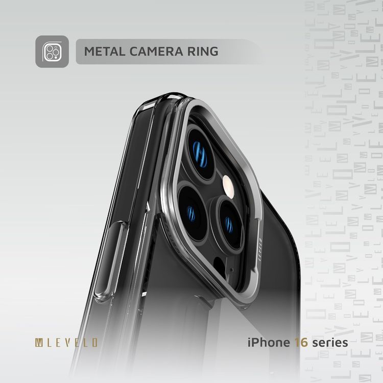 Levelo Silicone Grip Case iPhone 16 Pro - Impact Resistant, Gray