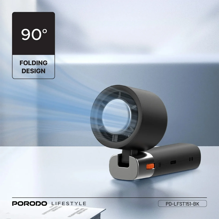 Porodo Handheld Turbo Fan PDLFST151BK - Adjustable Speed, Black