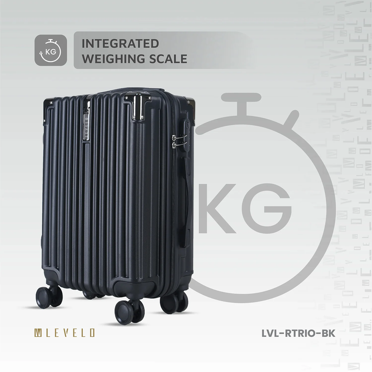 Levelo RoamTrio 3-Piece ABS Luggage & Suitcase Set - Black