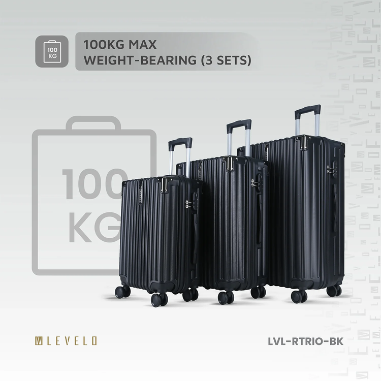 Levelo RoamTrio 3-Piece ABS Luggage & Suitcase Set - Black