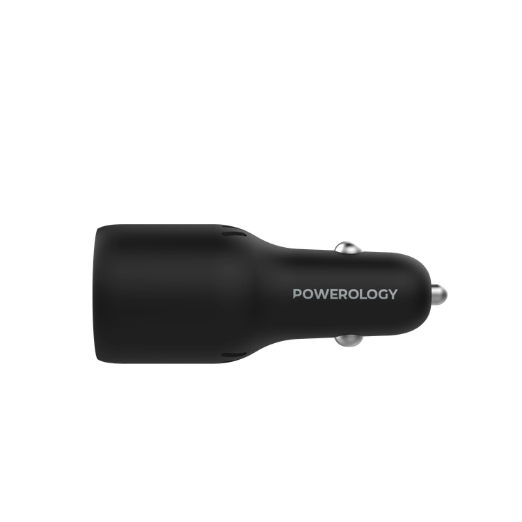 Powerology Car Charger PCCSR013 - 83W Dual Port, Black