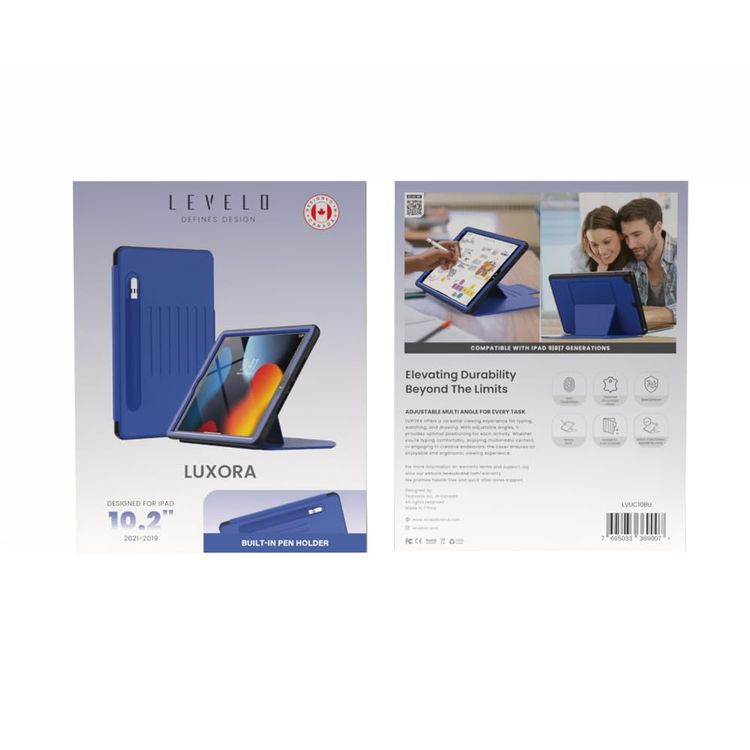 LEVELO Case Luxora LVLIC10BU - Compatible with iPad 10.2", Blue
