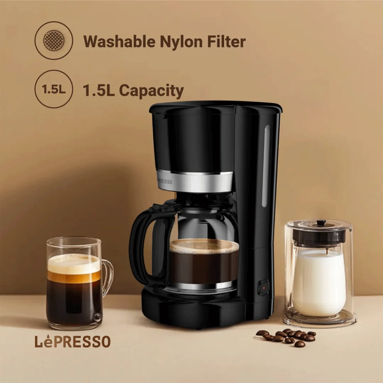 LePresso Breakfast Set LPCFFM0009-BK - Toaster, 1.7L Kettle & Coffee Maker, Black