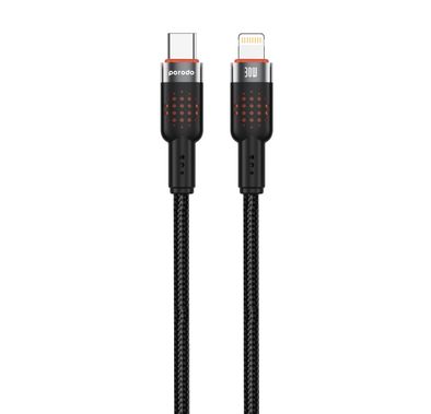 Porodo USB-C to Lightning Cable PDCBL0010BK - 1.2m, 30W F...