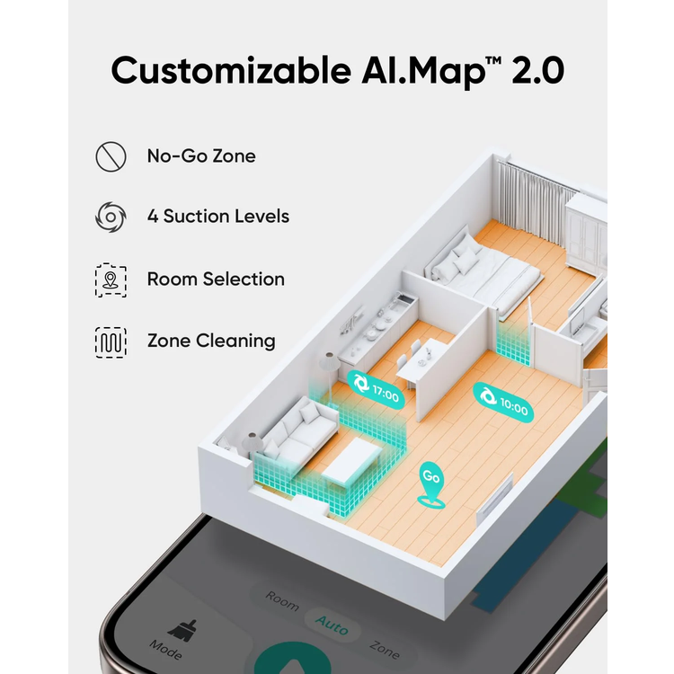 eufy مكنسة كهربائية L60 Hybrid - تفريغ ذاتي، أسود