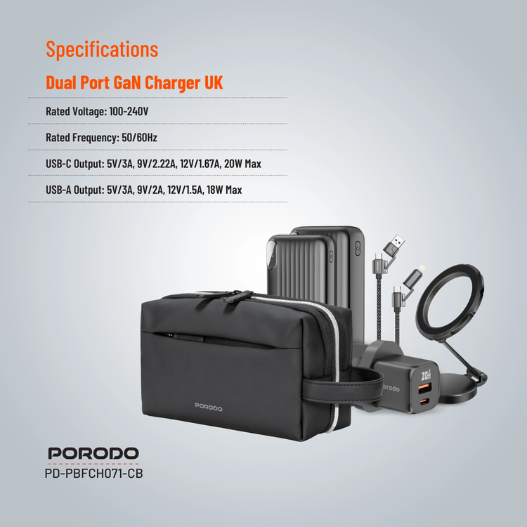 Porodo Ultimate Combo 6-in-1 Power Bank PDPBFCH071CB