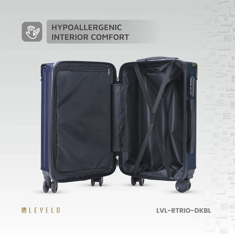 Levelo RoamTrio 3-Piece ABS Luggage & Suitcase Set - Dark Blue