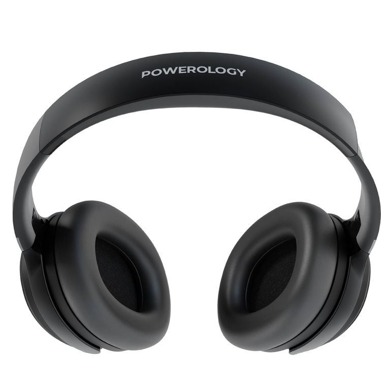 Powerology Wireless Headphones PWLAU003 - Active Noise Cancelling, Super Bass, Black
