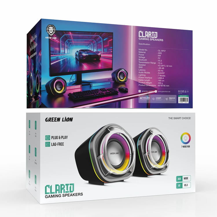 Green Lion Gaming Speakers Clario GNCLGAMSPBK - Bluetooth 5.3, Black