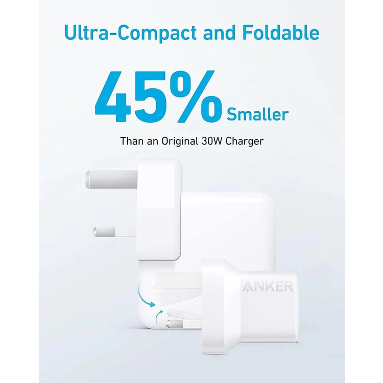Anker 33W Fast Charger 323 with USB-C Cable - White