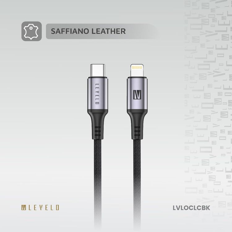 LEVELO USB-C to Lightning Cable LVLOCLCBK - 30W Fast Charging, Black