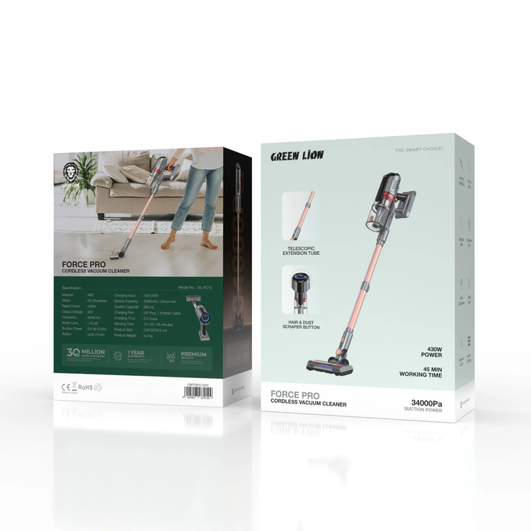 Green Lion Vacuum Cleaner - 34000Pa, 900ml, Grey
