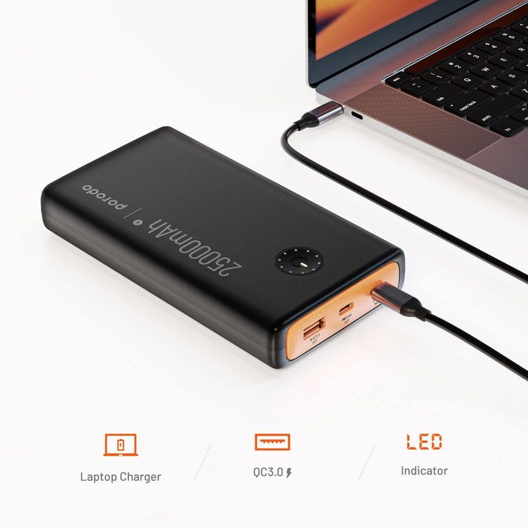 Porodo Power Bank 10000mAh PD-PBFCH015-BK - 20W PD, Black