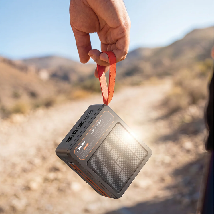 Porodo LAROS Solar Power Bank 120000mAh, PDPB120BK - Black