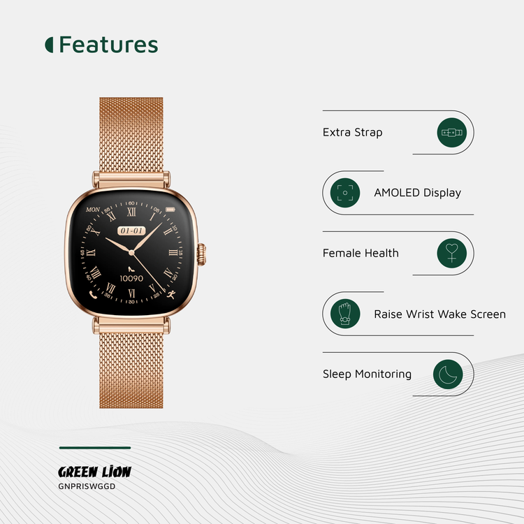 Green Lion Smart Watch GNPRISWGGD - Glossy Gold