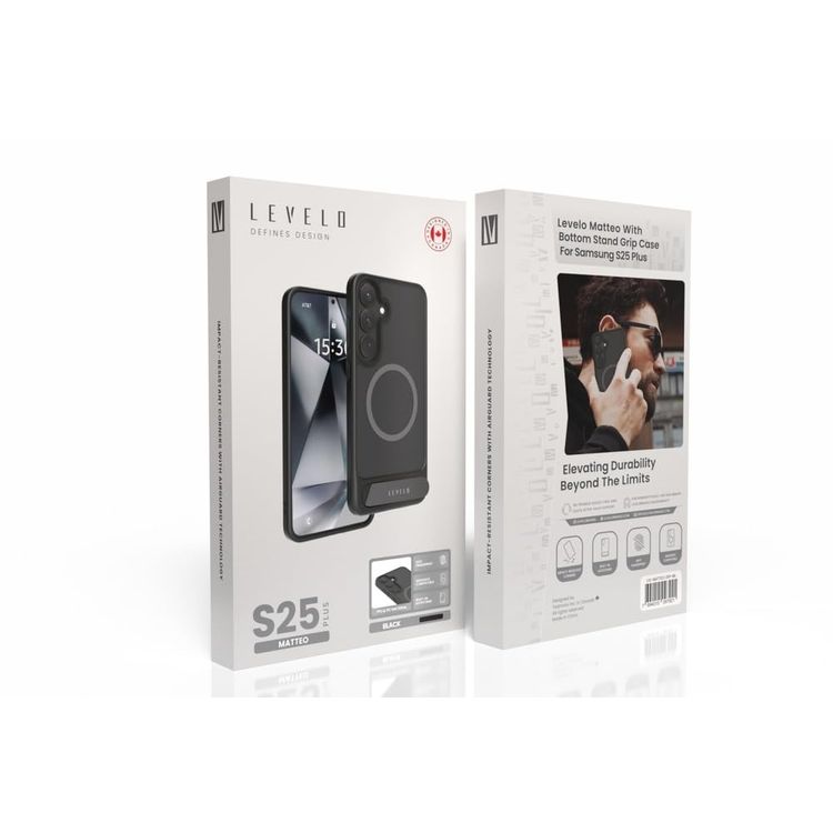 LEVELO Grip Case Matteo LVL-MATTEO-25P - Kickstand, Black