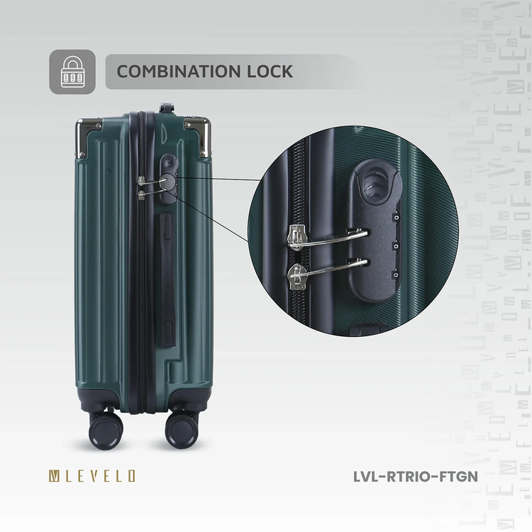 Levelo RoamTrio 3-Piece ABS Luggage & Suitcase Set - Forest Green