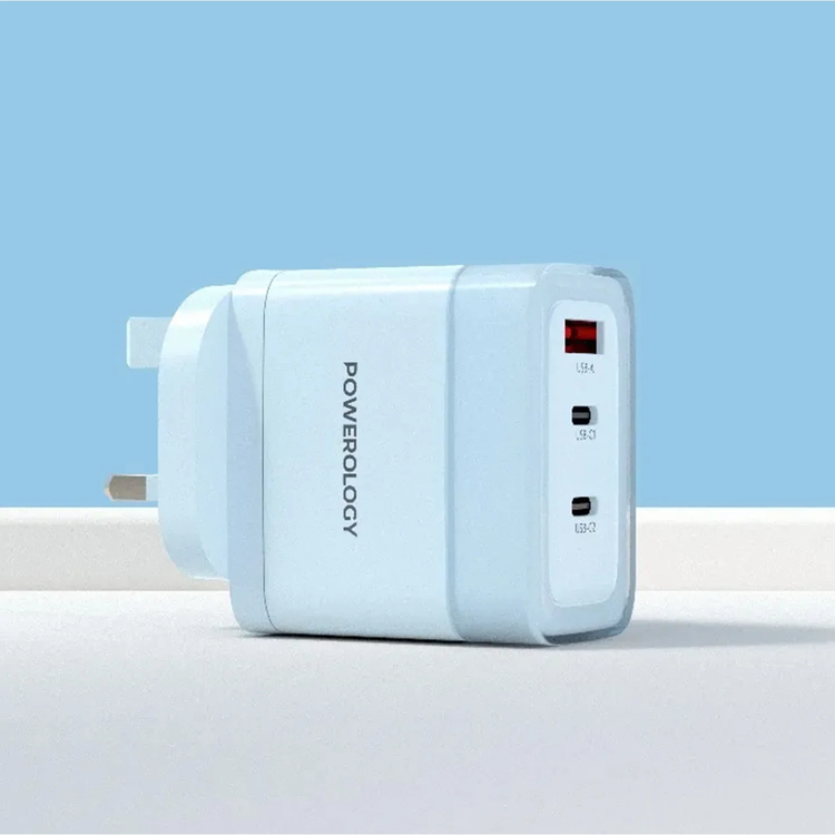 Powerology Fast Charging Adapter Lunex Series PD 65W - Blue