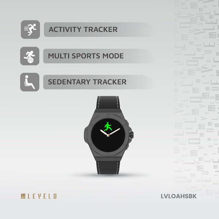 Levelo Hybrid Smartwatch Oak Automatique LVLOAHSBK - AMOLED, Black