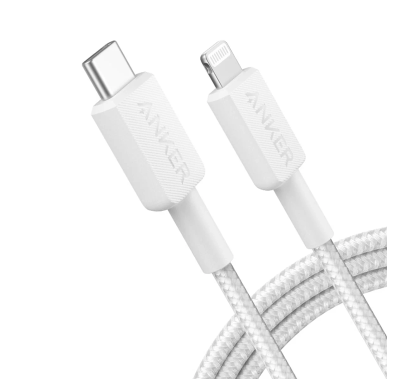 Anker USB-C to Lightning Cable A81B6H21 - Braided 6ft, White