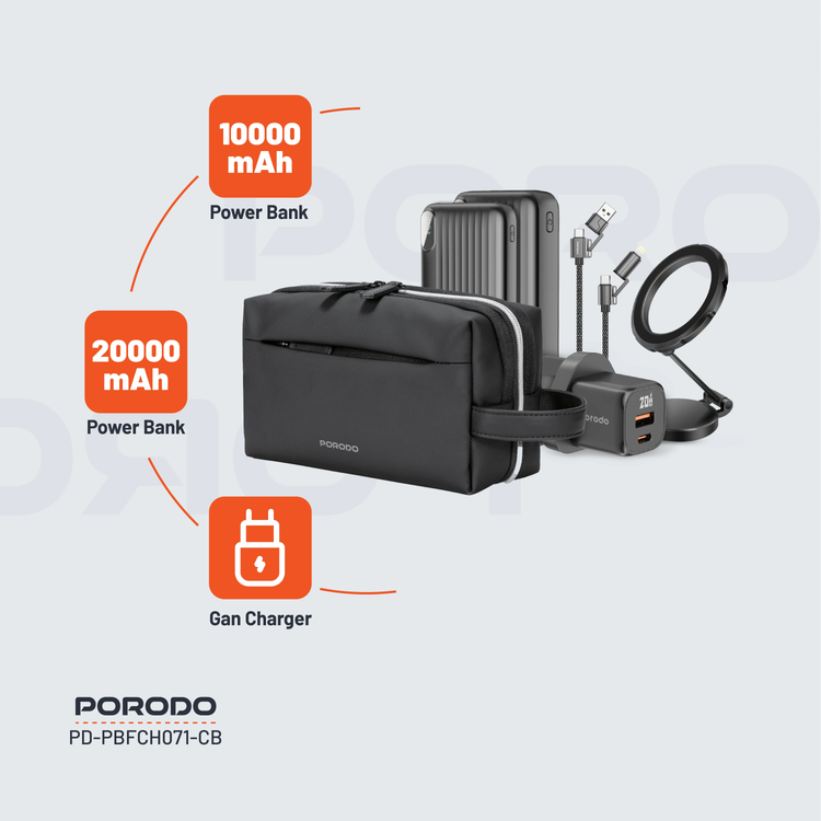 Porodo Ultimate Combo 6-in-1 Power Bank PDPBFCH071CB