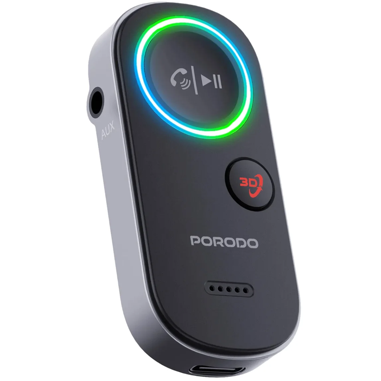 Porodo Bluetooth Audio Transmitter PD-BTRCV-BK - Wireless, Black
