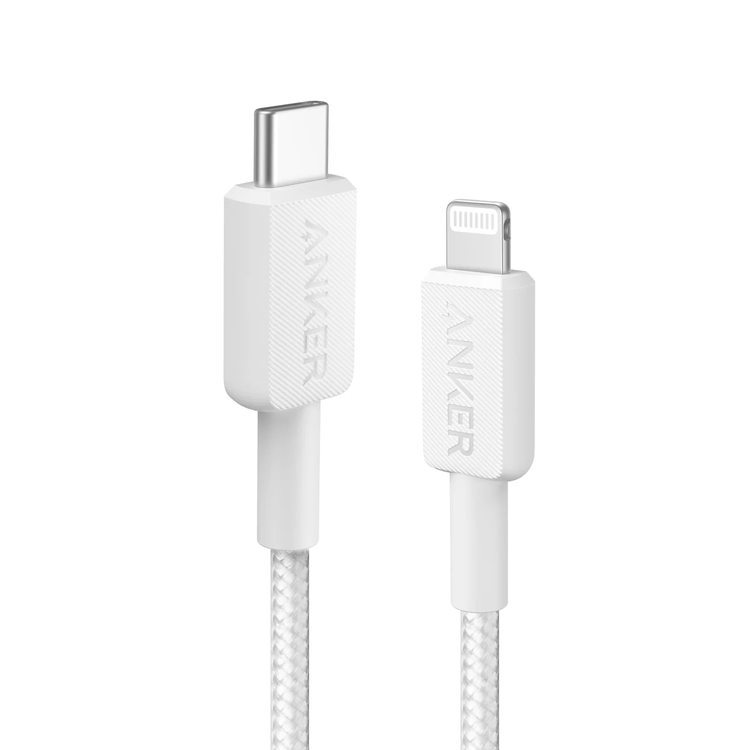 Anker USB-C to Lightning Cable A81B5H21 - 3ft Braided, White