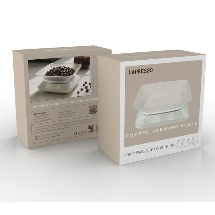 ميزان قهوة LePresso Orino، بدقة 0.1g، LPCFFPCS0052WH - أبيض
