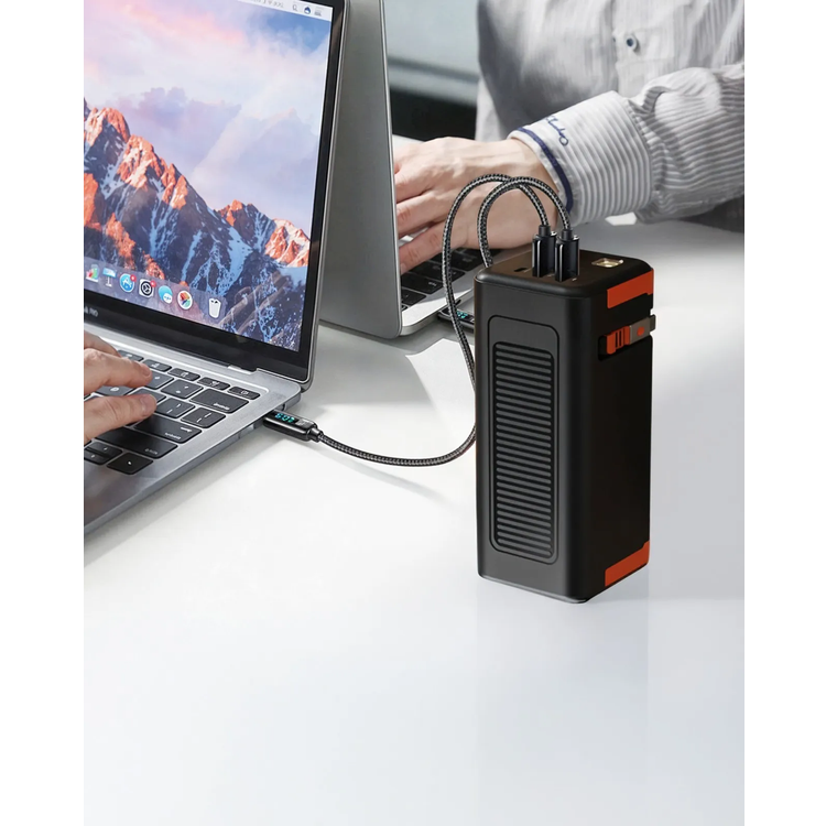 Porodo Power Bank PDPBFCH093BK - 50000mAh, Retractable Type-C, Black
