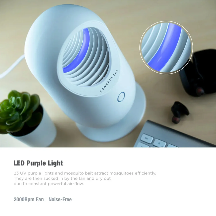 Powerology Portable Anti-Mosquito Lamp, UV Light Insect Trap - White